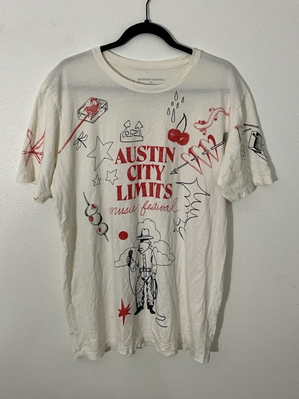 Brandon Maxwell X ACL Festival Tee Size XL White Austin City Limits Distressed